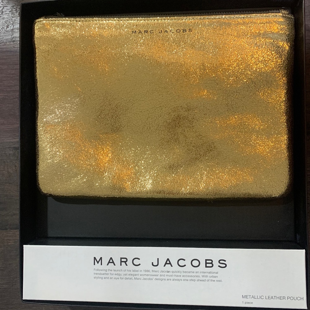 New in box Marc Jacobs Metallic Leather Pouch